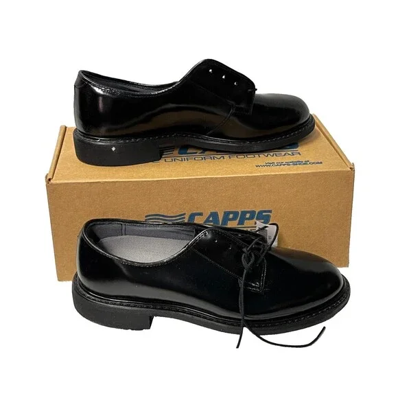 CAPPS Men's High Gloss Oxford Duty Dress Blues Uniform Shoes Black  Military